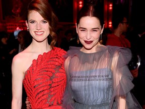 Rose Leslie, left, and Emilia Clarke attend the "Game Of Thrones" Season 8 premiere After Party on April 3, 2019 in New York City. (Dimitrios Kambouris/Getty Images)