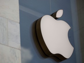 The Apple logo is seen outside the Apple Store in Washington, DC, on July 9, 2019.