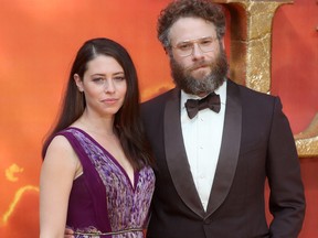 Lauren Miller and Seth Rogen attends "The Lion King" European Premiere at Leicester Square on July 14, 2019 in London. (Chris Jackson/Getty Images)