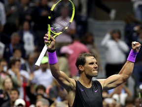 Rafael Nadal of Spain celebrates victory after defeating John Millman of Australia during their Men's Singles first round match on day two of the 2019 US Open at the USTA Billie Jean King National Tennis Center on August 27, 2019 in the Flushing neighbourhood of the Queens borough of New York City. (Mike Stobe/Getty Images)