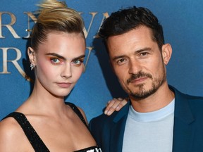 Orlando Bloom and Cara Delevingne attend the Amazon Original series "Carnival Row" London Screening at The Ham Yard Hotel on August 28, 2019 in London, England.