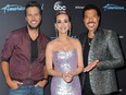 (L-R) Judges Luke Bryan, Katy Perry and Lionel Richie arrive at ABC's "American Idol" show on April 23, 2018 in Los Angeles, California.  Allen Berezovsky/Getty Images