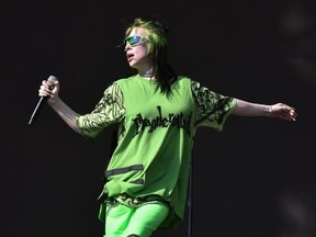 Billie Eilish performs during day three of Leeds Festival at Bramham Park in Yorkshire, U.K. on Aug. 25, 2019.
