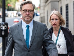 John Letts and Sally Lane arrive at the Old Bailey charged with making money available for suspected terrorist activities on September 10, 2018 in London, England. (Jack Taylor/Getty Images)