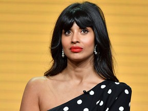 Jameela Jamil of "The Good Place" speaks during the NBC segment of the 2019 Summer TCA Press Tour at The Beverly Hilton Hotel on Aug. 8, 2019 in Beverly Hills, Calif.