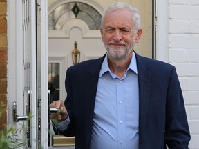 Opposition Labour leader Jeremy Corbyn leaves his residence in London on August 27, 2019. (ISABEL INFANTES/AFP/Getty Images)