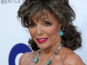 Joan Collins attends the first Midsummer Party hosted by Elton John and David Furnish to raise funds for the Elton John AIDS Foundation at the Villa Dorane in  Antibes, France, on July 24, 2019.