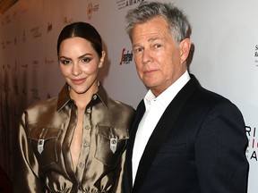 Katharine McPhee and David Foster arrive at the American Icon Awards at the Beverly Wilshire Four Seasons Hotel on May 19, 2019, in Beverly Hills, Calif.