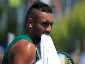 Nick Kyrgios practices during the Western and Southern Open tennis tournament at Lindner Family Tennis Center. (Aaron Doster-USA TODAY Sports)
