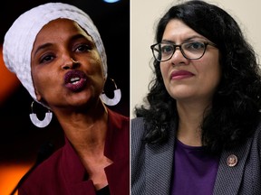 In these combined file photos U.S. Representatives Ilhan Omar (left) and Rashida Tlaib (right) were blocked from entering Israel Thursday, Aug. 15, 2019, after planning to visit Israel and the Palestinian territories.