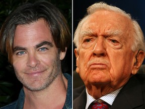 Chris Pine (L) will play Walter Cronkite in "Newsflash," a film about the news coverage of the assassination of John F. Kennedy.