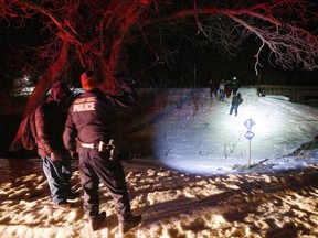 Migrants from Somalia cross into Canada illegally from the United States near Emerson, Manitoba on Feb. 26, 2017.