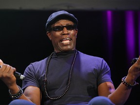 Wesley Snipes gestures during a conference at the "MAGIC" (Monaco Anime Game International Conferences) on March 9, 2019, in Monaco.