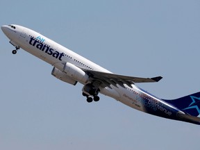 An Air Transat airline takes off in Colomiers near Toulouse, France.