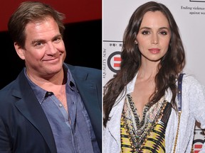 Michael Weatherly and Eliza Dushku are seen in file photos.