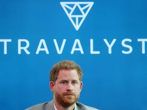 Prince Harry, Duke of Sussex announces a partnership between Booking.com, SkyScanner, CTrip, TripAdvisor and Visa called 'Travalyst' at A'dam Tower on September 03, 2019 in Amsterdam, Netherlands. The initiative is to help transform the travel industry to better protect tourist destinations.
