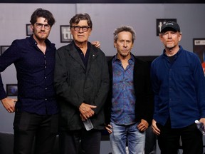 Director Daniel Roher, musician Robbie Robertson and producers Brian Grazer and Ron Howard pose during a news conference for the biopic "Once Were Brothers: Robbie Robertson and The Band" at the Toronto International Film Festival (TIFF) in Toronto, Sept. 5, 2019. REUTERS/Mario Anzuoni