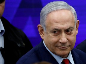 Israeli Prime Minister Benjamin Netanyahu looks on after delivering a statement in Ramat Gan, near Tel Aviv, Israel Sept. 10, 2019. REUTERS/Amir Cohen
