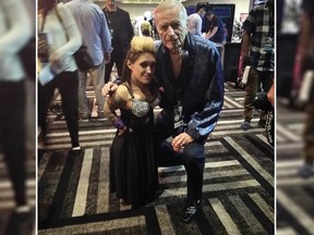 Porn star Bridget the Midget (seen here with Hugh Hefner), was arrested for allegedly stabbing her boyfriend. (Facebook)