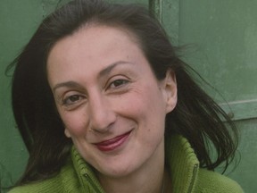 A collect photograph of Daphne Caruana Galizia, on March 11, 2018 in Valletta, Malta. This series of collects forms part of an investigation by the Guardian newspaper into the murdered journalist Daphne Caruana Galizia. Daphne Caruana Galizia, 53, was a Maltese journalist and anti-corruption blogger and was killed by a car bomb on October 16, 2017.  (Getty Images)