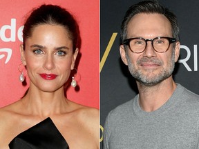 Amanda Peet and Christian Slater. (Getty Images file photos)