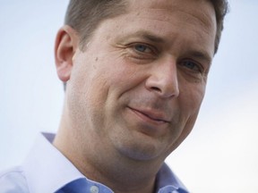 Conservative Party Leader Andrew Scheer is seen at a campaign stop in Cambridge, Ont., on Sept. 24, 2019.