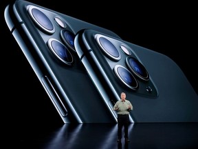 Phil Schiller, Senior Vice President of Worldwide Marketing presents the new iPhone 11 Pro at an Apple event at their headquarters in Cupertino, California, U.S. September 10, 2019.