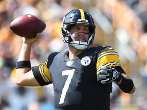 Ben Roethlisberger of the Pittsburgh Steelers looks to pass during the first quarter against the Seattle Seahawks at Heinz Field on Sept. 15, 2019 in Pittsburgh, Pa.