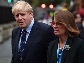 Britain's Prime Minister, Boris Johnson, walks outside at the Conservative Party Conference on September 29, 2019 in Manchester, England. (Jeff J Mitchell/Getty Images)
