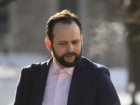 Joshua Boyle arrives at court in Ottawa on Monday, March 25, 2019. Lawyers for former Afghanistan hostage Joshua Boyle want a judge to toss out a charge that he misled police -- one of several criminal counts he faces in Ontario court.