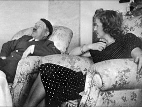 Undated and unlocated picture of German Chancellor Adolf Hitler relaxing with his then mistress Eva Braun.