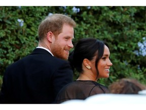 The Duke and Duchess of Sussex, Prince Harry and his wife Meghan arrive to attend the wedding of fashion designer Misha Nonoo at Villa Aurelia in Rome, Italy, September 20, 2019.