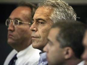 In this July 30, 2008 file photo, Jeffrey Epstein appears in court in West Palm Beach, Fla. (AP Photo/Palm Beach Post, Uma Sanghvi, File)
