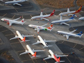 An aerial photo shows Boeing 737 MAX aircraft at Boeing facilities at the Grant County International Airport in Moses Lake, Washington, September 16, 2019. (REUTERS/Lindsey Wasson)