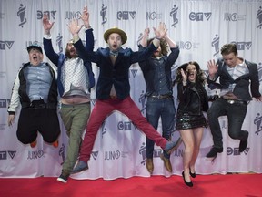 The Strumbellas attend the Juno awards show Sunday April 2, 2017 in Ottawa. The Liberals are flip-flopping and changing their heavily mocked French-language election campaign tune.