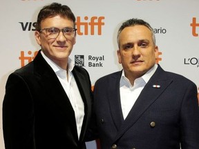 Producers Anthony and Joe Russo pose during the premiere of "Mosul" at the Toronto International Film Festival (TIFF) in Toronto, Sept. 9, 2019.