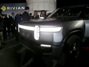 Interior of vehicle at Rivian Unveils First-Ever Electric Adventure Vehicle Before Its Official Reveal At The LA Auto Show at Griffith Observatory on November 26, 2018 in Los Angeles, California.