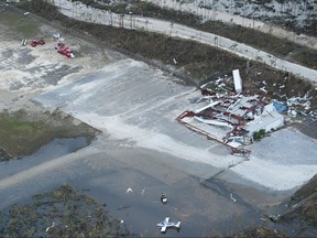 A view of floods and damages from Hurricane Dorian at Marsh Harbor airport September 5, 2019, in Marsh Harbor, Great Abaco.