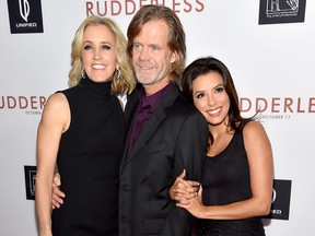 Actress Felicty Huffman, director/writer/actor William H. Macy and actress Eva Longoria attend the Screening Of Samuel Goldwyn Films' "Rudderless" at the Vista Theatre on October 7, 2014 in Los Angeles, California.