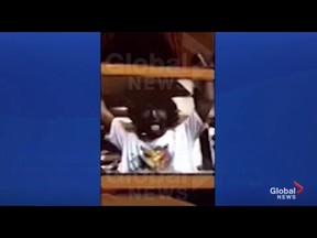 Global News video screenshot of a photo taken of Justin Trudeau in blackface.