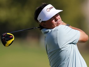 Jason Dufner hits on the ninth hole during the first round of the Safeway Open at Silverado Resort on September 26, 2019 in Napa, California. (Jonathan Ferrey/Getty Images)