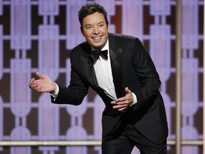 In this handout photo provided by NBCUniversal, host Jimmy Fallon onstage during the 74th Annual Golden Globe Awards at The Beverly Hilton Hotel on January 8, 2017 in Beverly Hills. (Paul Drinkwater/NBCUniversal via Getty Images)