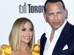 Jennifer Lopez and Alex Rodriguez attend the "Hustlers" premiere during the Toronto International Film Festival at Roy Thomson Hall on Sept. 7, 2019 in Toronto. (Frazer Harrison/Getty Images)