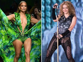 Jennifer Lopez (L) and Shakira are scheduled to perform together at the Super Bowl halftime show.
