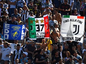 Juventus fans cheer prior to a game against Fiorentina on September 14, 2019 at the Artemio-Franchi Stadium in Florence. (VINCENZO PINTO/AFP/Getty Images)