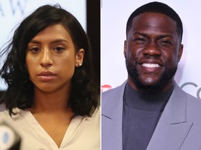 Montia Sabbag, left, and Kevin Hart. (Getty Images file photos)