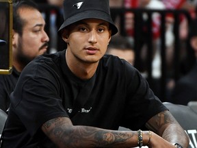 Kyle Kuzma of the Los Angeles Lakers attends Game 4 of the 2019 WNBA Playoff semifinals between the Washington Mystics and the Las Vegas Aces at the Mandalay Bay Events Center on Sept. 24, 201,9 in Las Vegas.