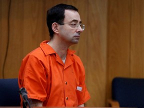 Larry Nassar, a former Team USA Gymnastics doctor who pleaded guilty in Nov. 2017 to sexual assault charges, is pictured in the Eaton County Court in Charlotte, Mich., on Feb. 5, 2018.