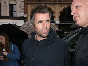 Liam Gallagher seen arriving at Global studios for radio interviews.