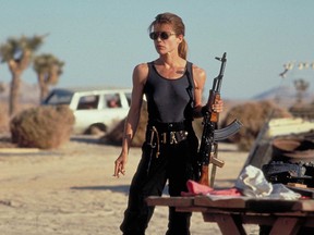 Undated movie still of Linda Hamilton in the 1991 movie Terminator 2: Judgement Day.